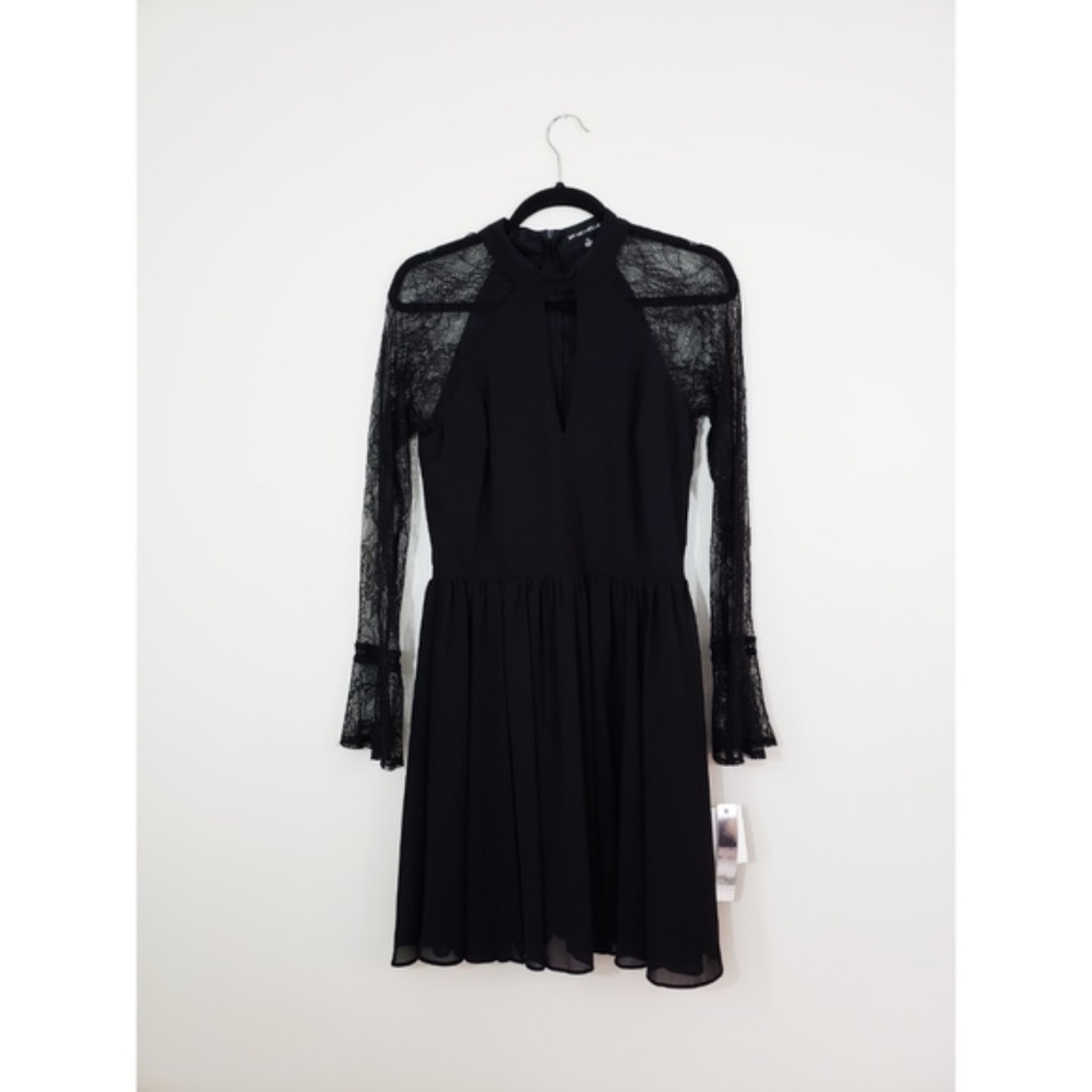 NWT My Michelle Black Lace Sleeve Dress - Picture 2 of 3